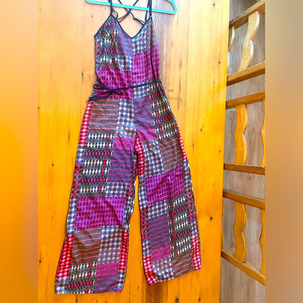 Silk wide leg boho romper